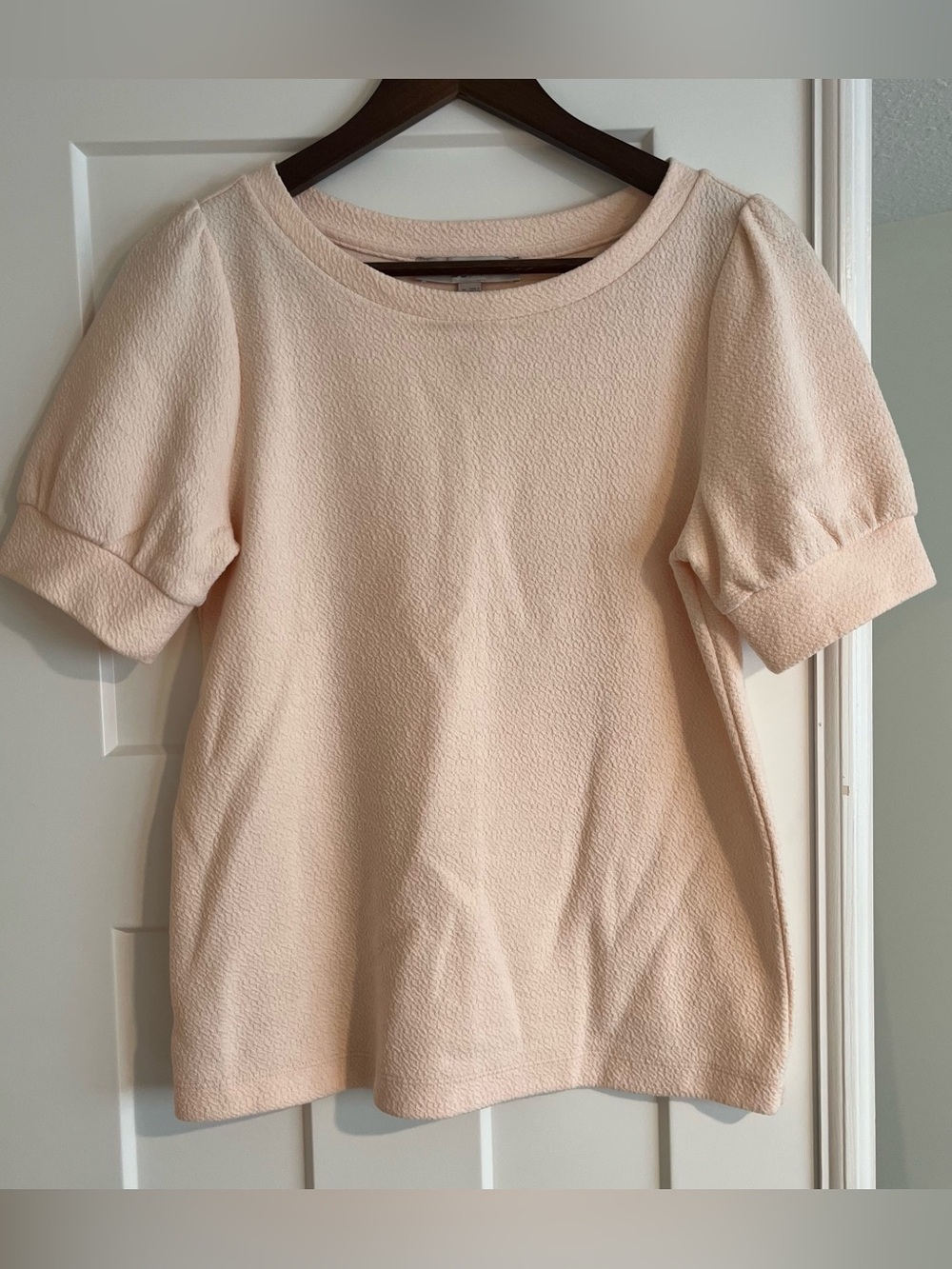 LOFT Short Sleeve Textured Puff Sleeve Blouse - Light Pink, XS
